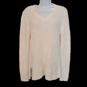 Cato Sweater S Egret Boucle Knit Pullover V Neck Cozy Layering